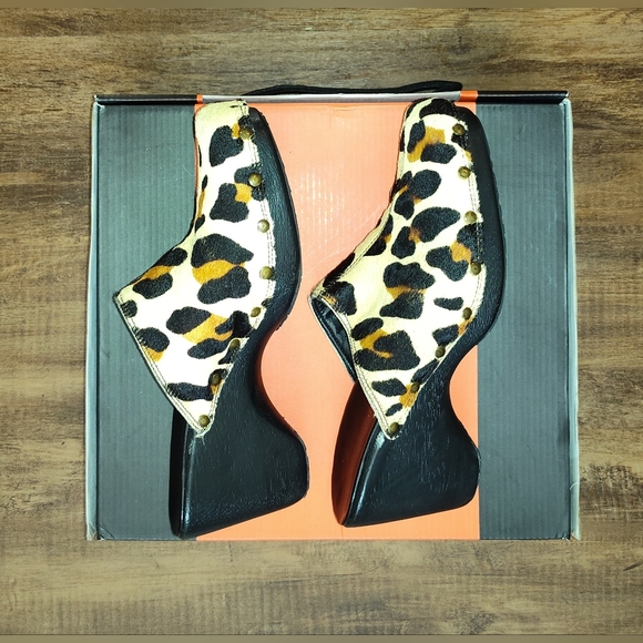 Naturalizer Leopard Print Calf Hair Leather Clog Accents Round Toe 8.5M - Picture 15 of 15